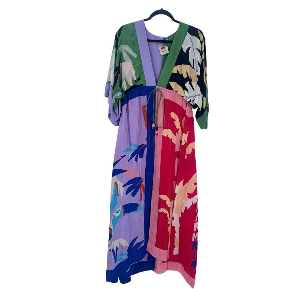 Farm Rio Women's Brasil Bahia Scarves Oversized Maxi Dress Multicolor Size S NWT - Picture 5 of 12